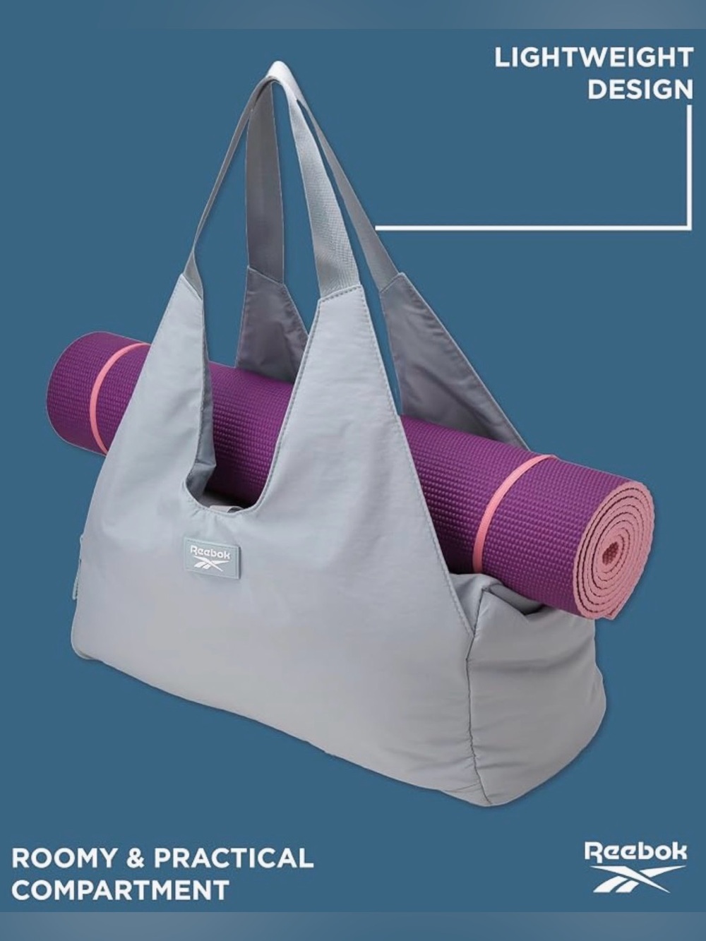 NWT Reebok Tote Bag Mint Grn Duffel Yoga Mat School Carry On Gym Large Capacity